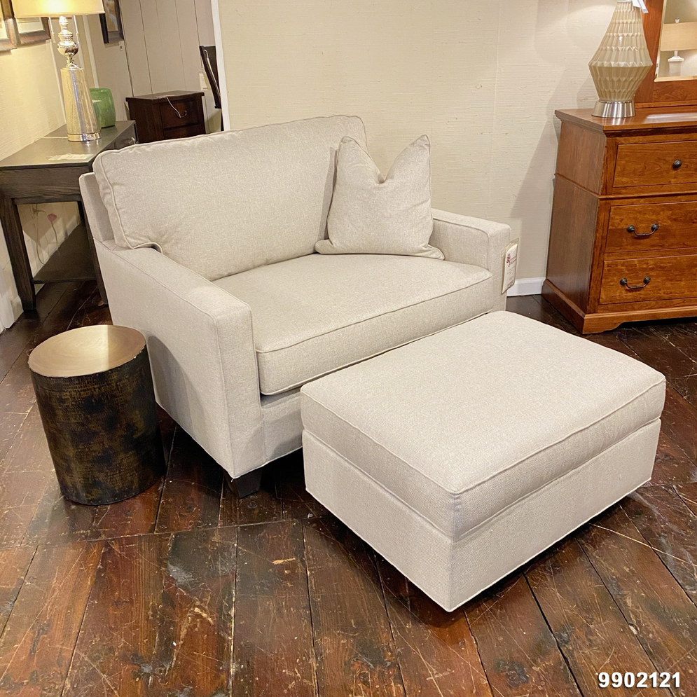Fabric Chair and Ottoman