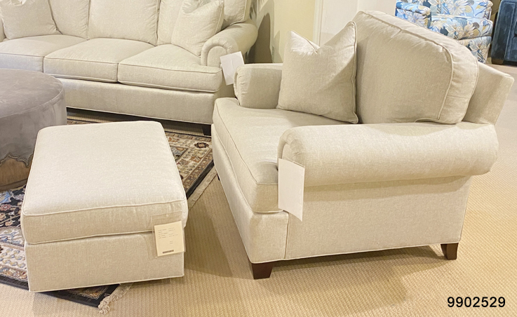 Fabric Chair and Ottoman